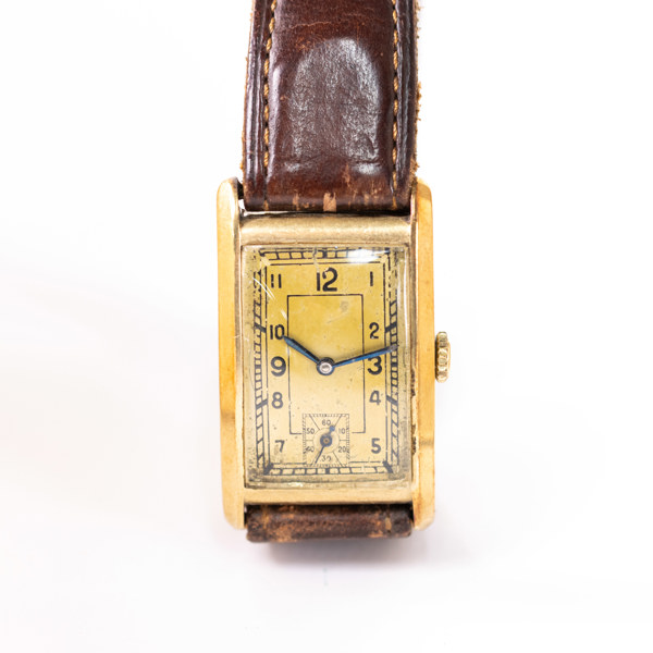 Armbandsur, tank, 14k guld, 37 x 23 mm