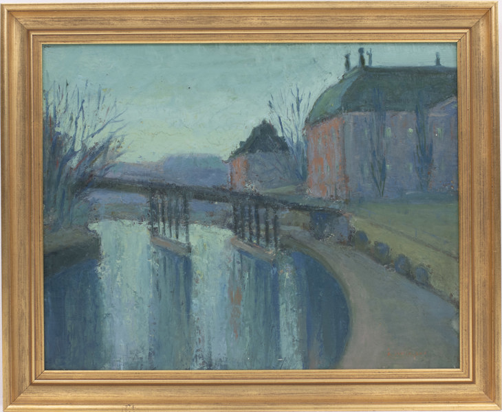 Åke Schmägers, olja på pannå, Stockholmsmotiv, signerad, 61x50,5 cm