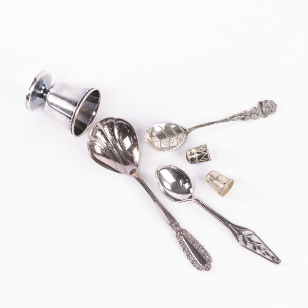 Silverföremål, 6 st, vikt 74,6 gram