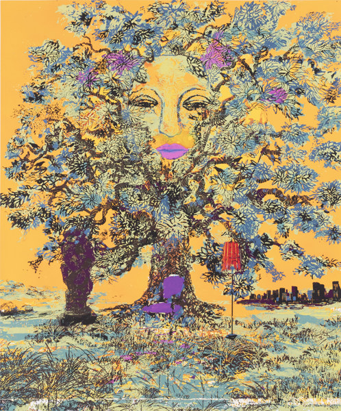 Kent Wahlbeck, färglitografi, "Livets träd", signerad, numrerad 47/50, 54 x 65 cm