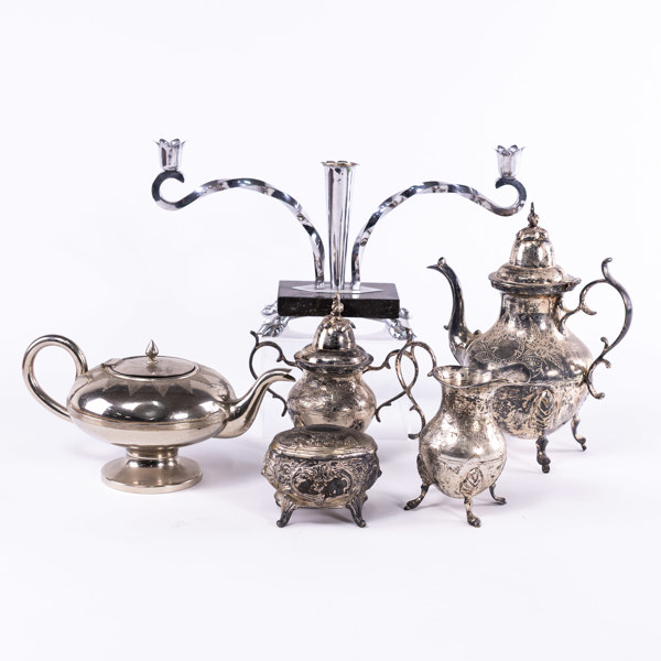 Servisdelar, 5 st, nysilver, högsta 25 cm