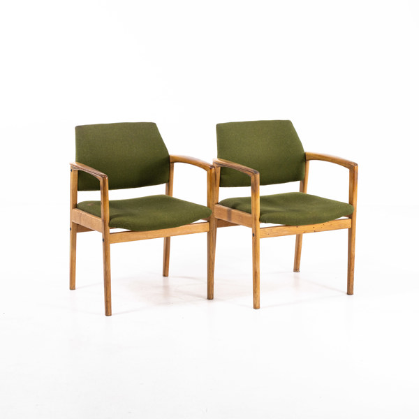 Karmstolar, ett par, ek/textil, 60-tal