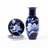 Vas & fat, 4 delar, koboltblå dekor, Japan