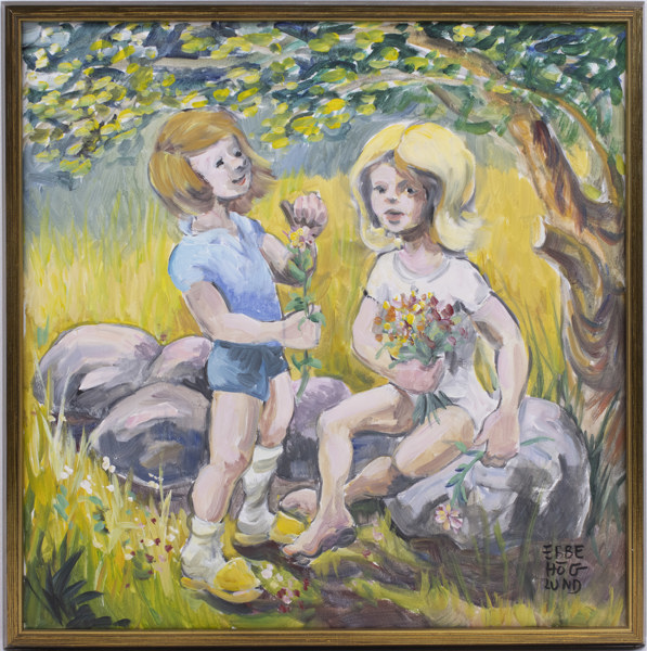 Ebbe Höglund, olja på duk, signerad, 53x53 cm