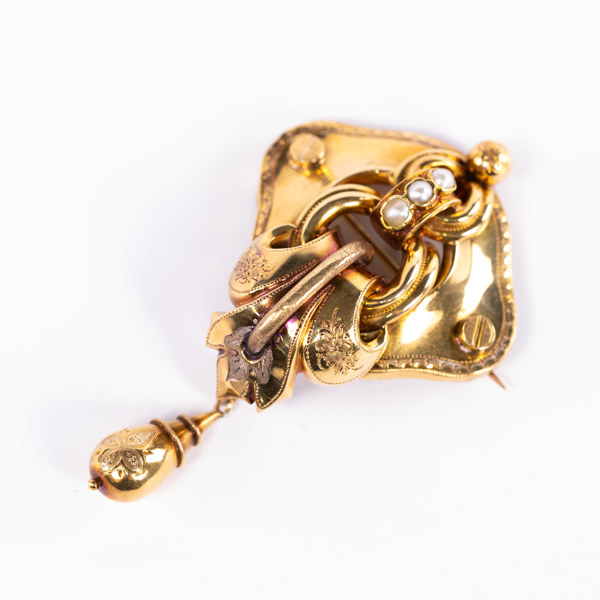 Brosch, 18k guld, 1871, 42x70 mm