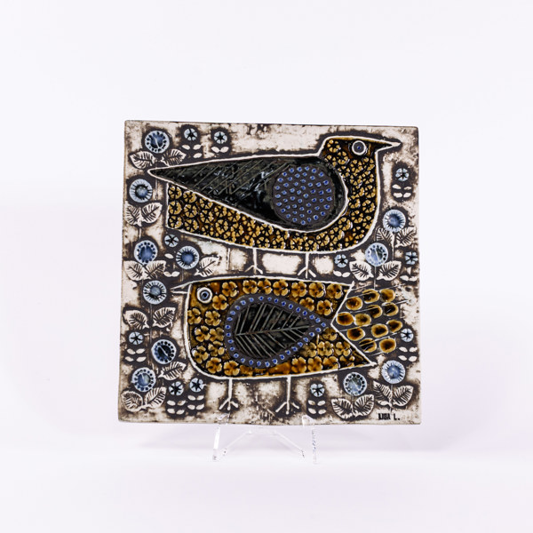 Lisa Larson, väggrelief, Gustavsberg, 22,5x22,5 cm