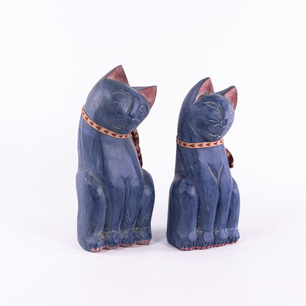 Figuriner, 2 st, katter, trä, högsta 35 cm