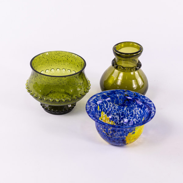Glas, 3 delar, bl a Boda-Åfors, Ekenäs, högsta 13 cm