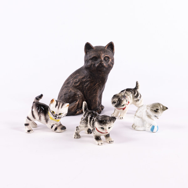 Figuriner, 5 st, katter, högsta 15 cm