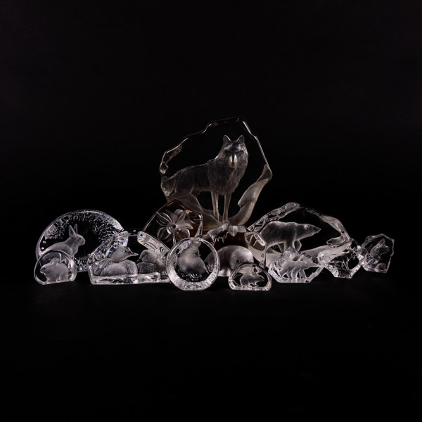 Mats Jonasson, glasblock, 12 st, Målerås, högsta 22 cm