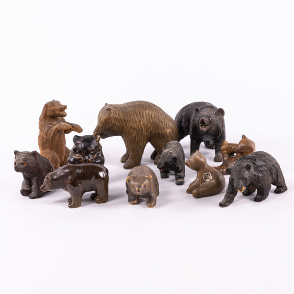 Figuriner, 11 st, björnar, bl a Royal Copenhagen, högsta 12 cm