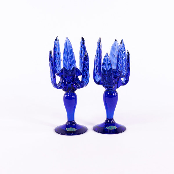 Ture Berglund, ljusstakar, ett par, Skansens glasbruk, höjd 21 cm