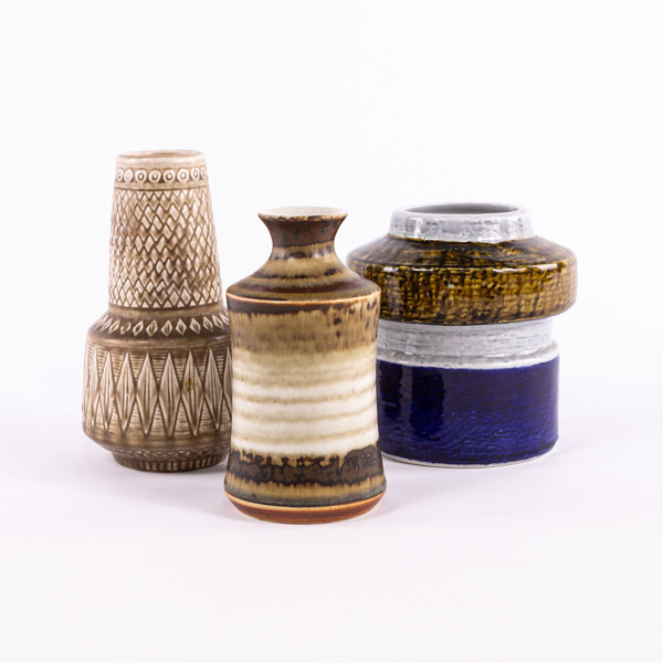 Vaser, 3 st, bl a Olle Alberius, John Andersson, höjd 20 cm och mindre