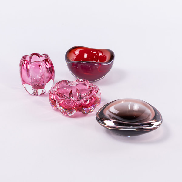 Skålar, vaser, 4 delar, Orrefors, Åfors, bl a "Fuga"