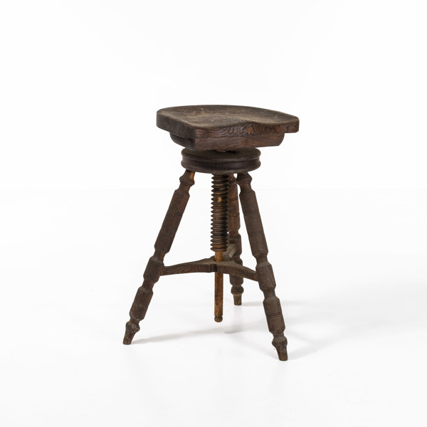 Verkstadspall, ek, reglerbar, tidigt 1900-tal, höjd 76 cm