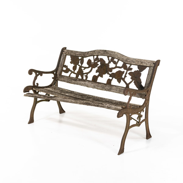 Trädgårdssoffa, gjutjärn/trä, längd 127 cm