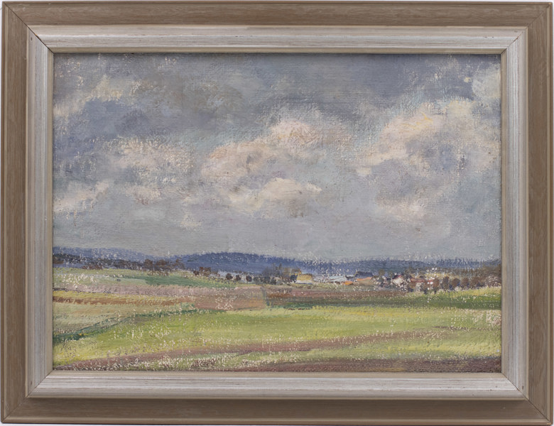 Oidentifierad konstnär, olja på duk, landskapsmotiv, 62 x 47 cm