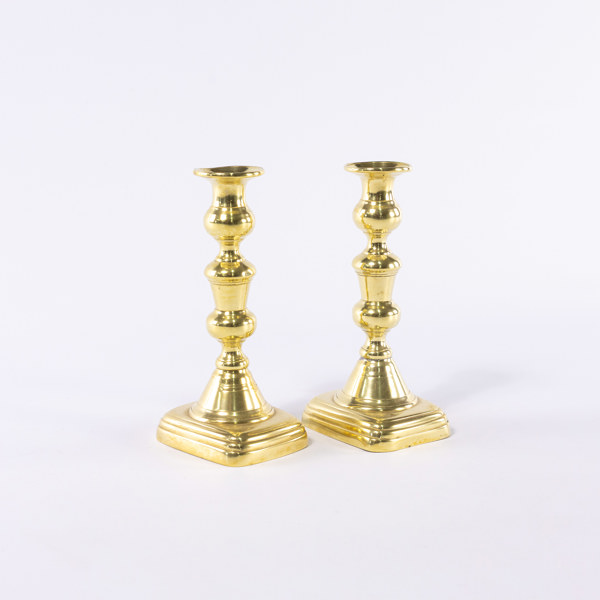 Ljusstakar, ett par, mässing, 1800-tal, höjd 20 cm