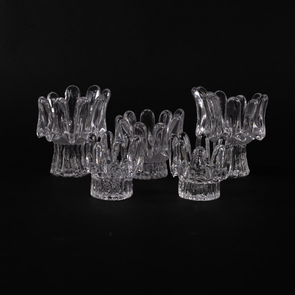 Ljusstakar, 5 st, bl a "Sunflower", Göran Wärff för Kosta, höjd 12 cm och mindre