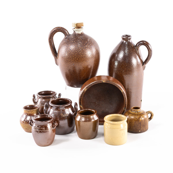 Krus, skålar, burkar, 10 delar, Höganäs, Raus, höjd 26 cm och mindre