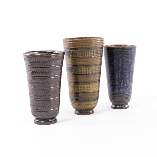 Arthur Andersson, vaser, 3 st, signerade, höjd 17,5 cm och mindre