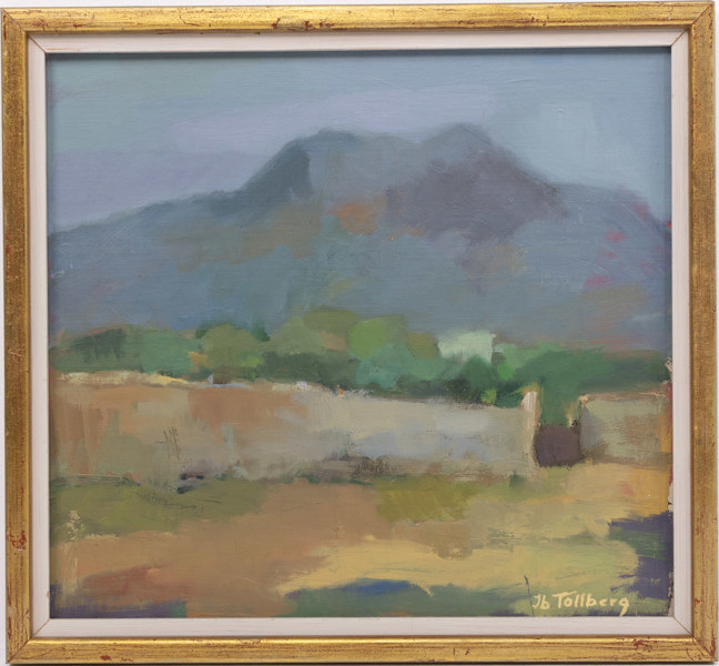 Ib Tollberg, olja på pannå, "Berget i kvällsljus", signerad, 40 x 37 cm