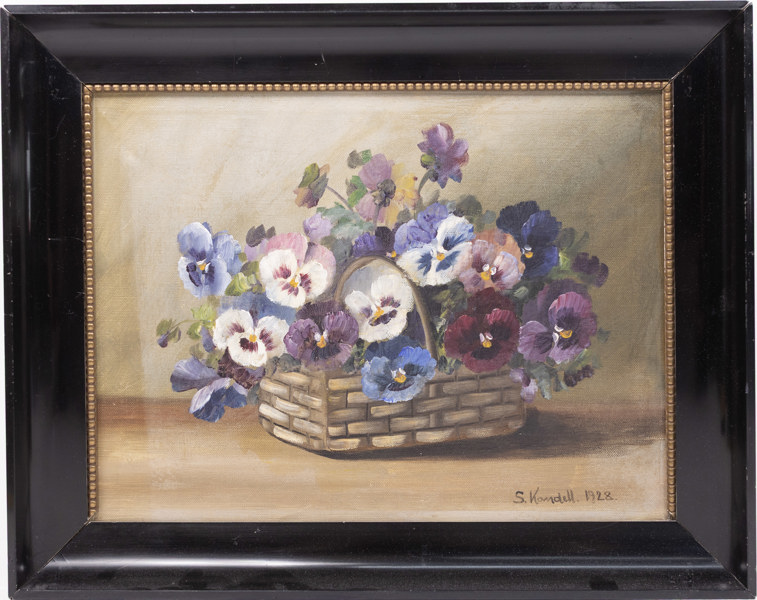 Sture Kandell, olja på duk, blomsterstilleben, signerad, daterad 1928, 50 x 40 cm
