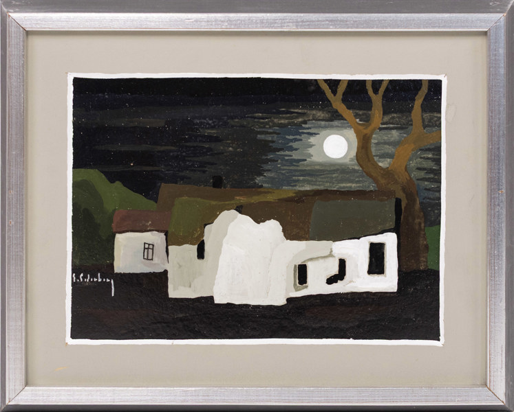 Erik Cederberg, tempera på pannå, signerad, 34 x 28 cm