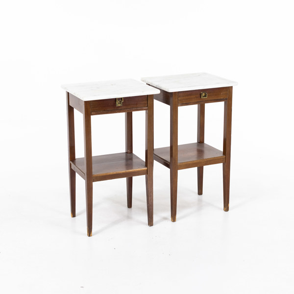 Sängbord, ett par, jugend, trä/marmor, höjd 72 cm