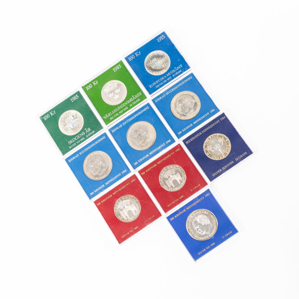 Silvermynt, 10 st, vikt 204 gram