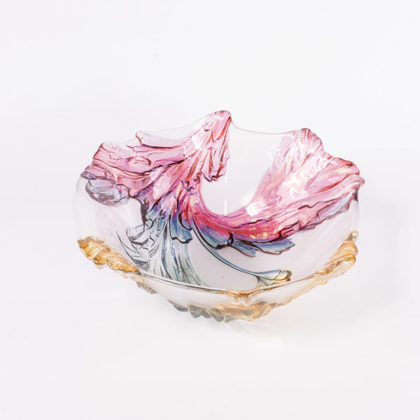 Skål, glas, dekor av blommor, Walther Glas, Ø 28 cm