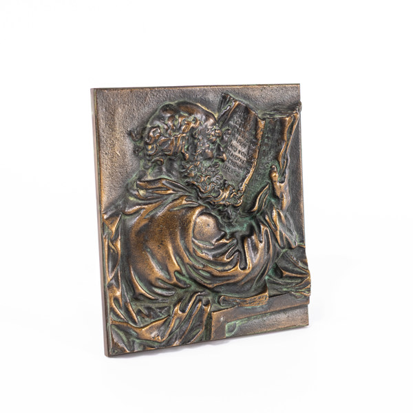 Väggrelief, brons, 15x17 cm