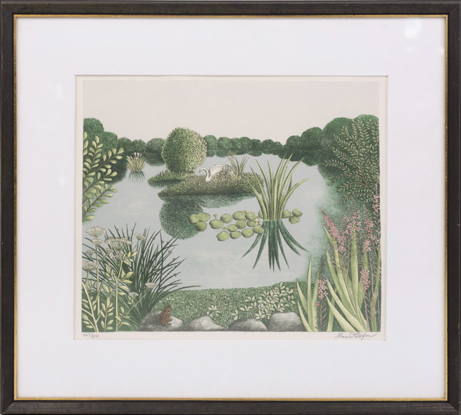 Maria Hillfon, litografi, 227/250, signerad, 54x49 cm