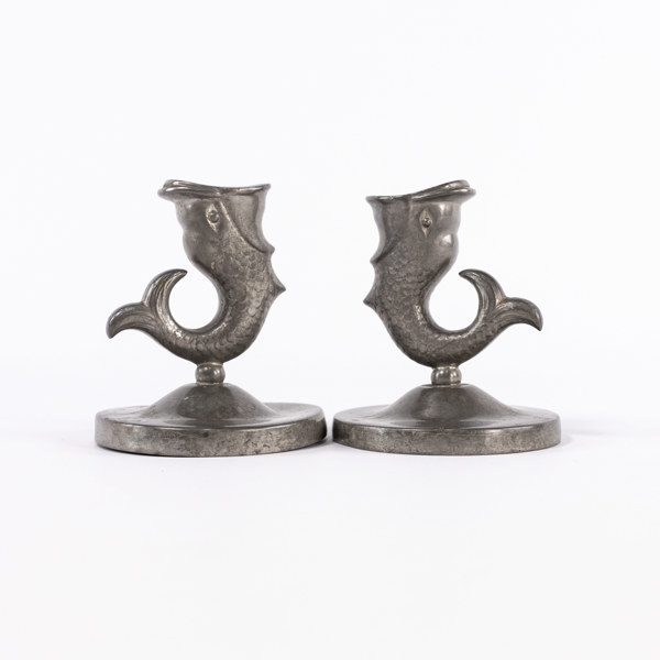 Ernst Svedbom, ljusstakar, ett par, tenn, höjd 11 cm