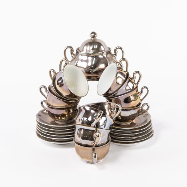 Moccaservis, 25 delar, silverdekor