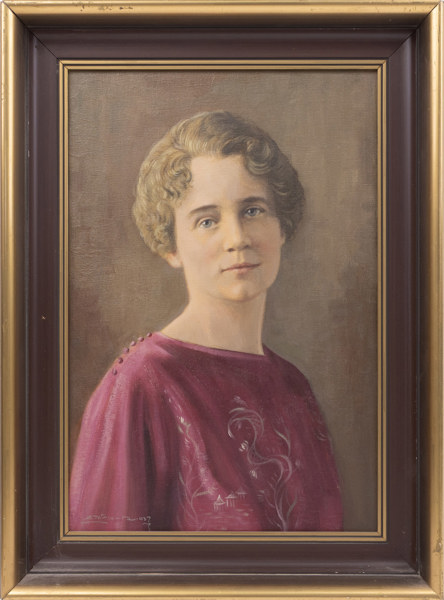 Oidentifierad konstnär, porträtt, signerad E Nielsen, daterad 1937, 41 x 55 cm