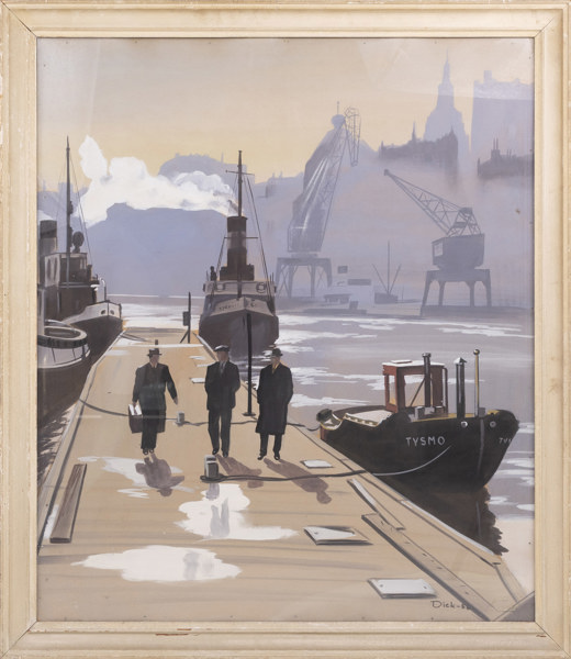 Dick Bergh, gouache, signerad, 100x116 cm