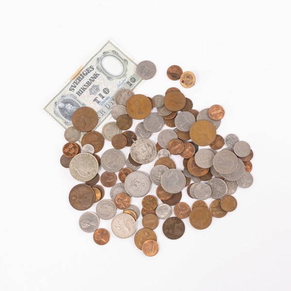 Mynt, Sverige, England, USA, något silver