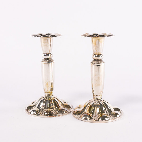Ljusstakar, ett par, silver, höjd 13,5 cm