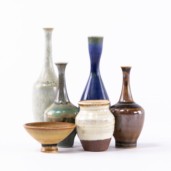 Miniatyrer, 6 st, mestadels John Andersson, Höganäs, högsta 8,5 cm