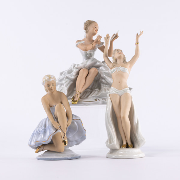 Figuriner, 3 st, Wallendorf, högsta 26 cm