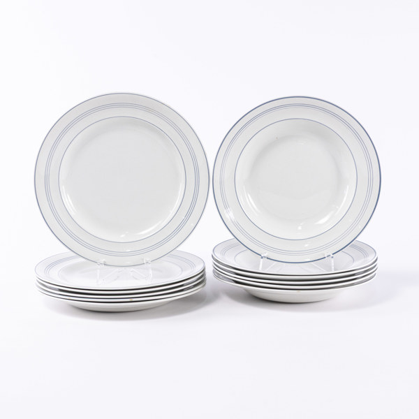 Servisdelar, 12 st, "Tre blå ränder", Gustavsberg