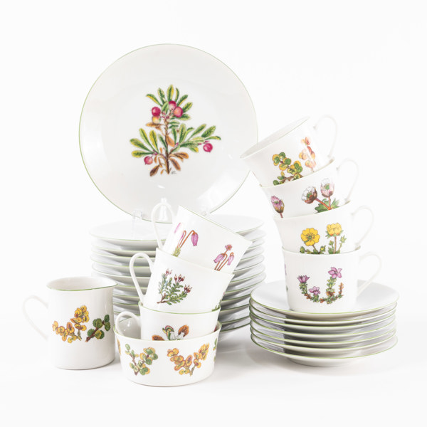 Kaffeservis, 28 delar, "Fjellflora", Porsgrund