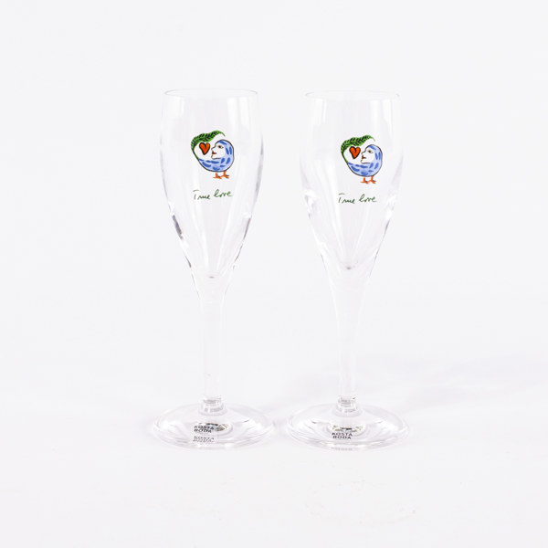 Ulrica Hydman-Vallien, snapsglas, 2 st, "True Love", Kosta Boda