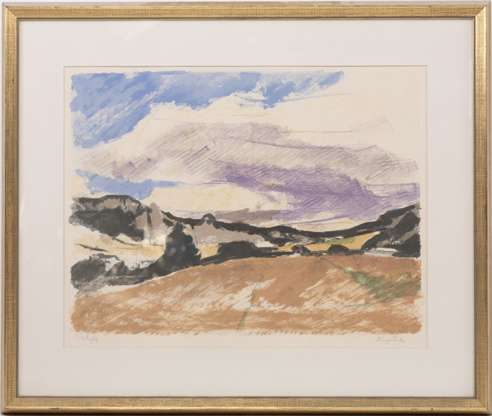 Hugo Zuhr, litografi, signerad, provtryck, 68 x 58 cm