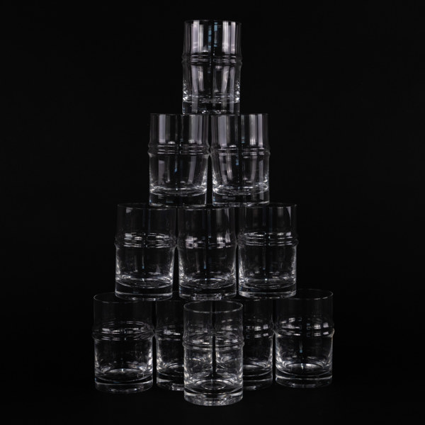 Timo Sarpaneva, dricksglas, 11 st, "Pisaranrengas", Iittala, höjd 12 cm