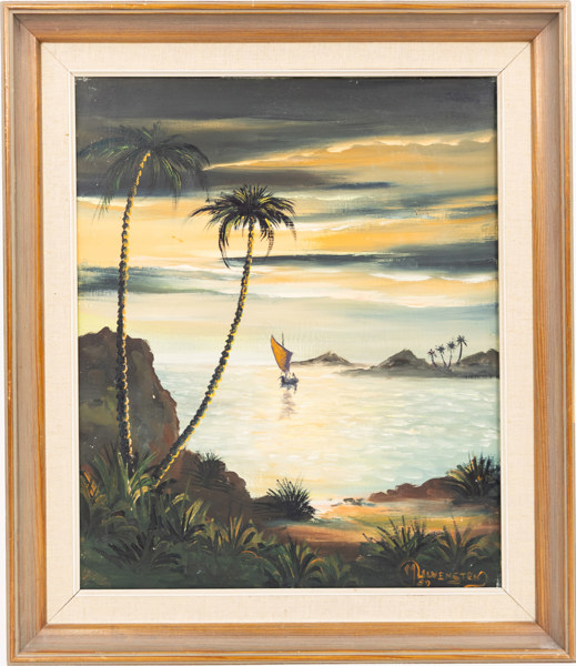 Jack Ulvensten, olja på duk, motiv med båt, signerad, 49 x 56 cm