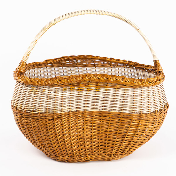 Korg, flätad rotting, 50/60-tal, längd 46 cm