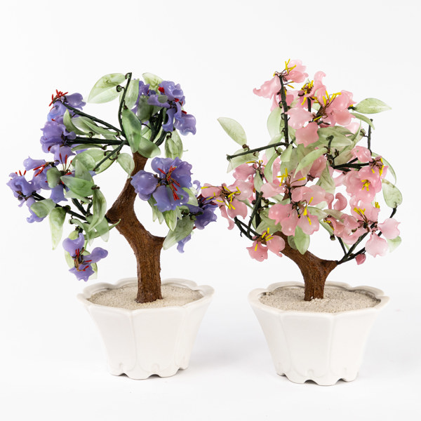 Bonsaiträd, glas, 2 st, höjd 36 cm