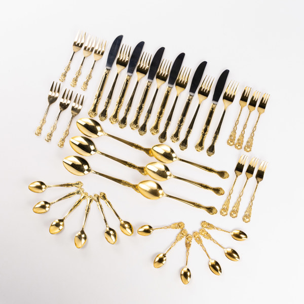 Guldpläterade bestick, 42 delar, bl a Scandia Guld